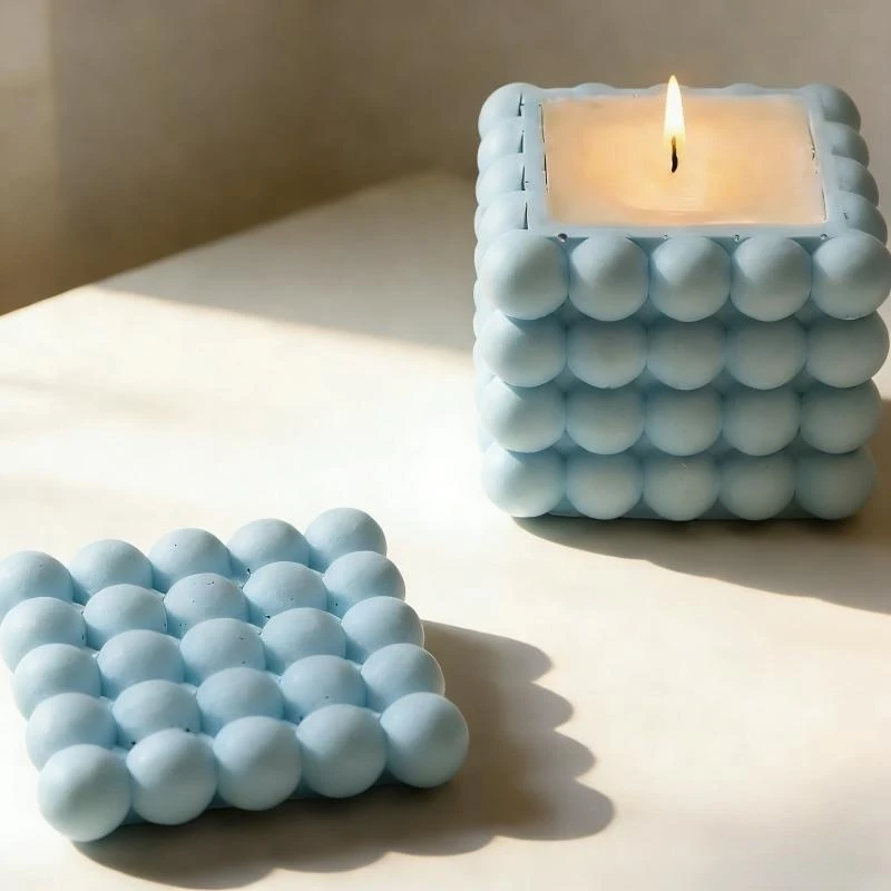 

Bubbles Square Shape Gypsum Plaster Storage Box Silicone Molds DIY Candle Cup Storage Jar Flowerpot Home Decoration Mold