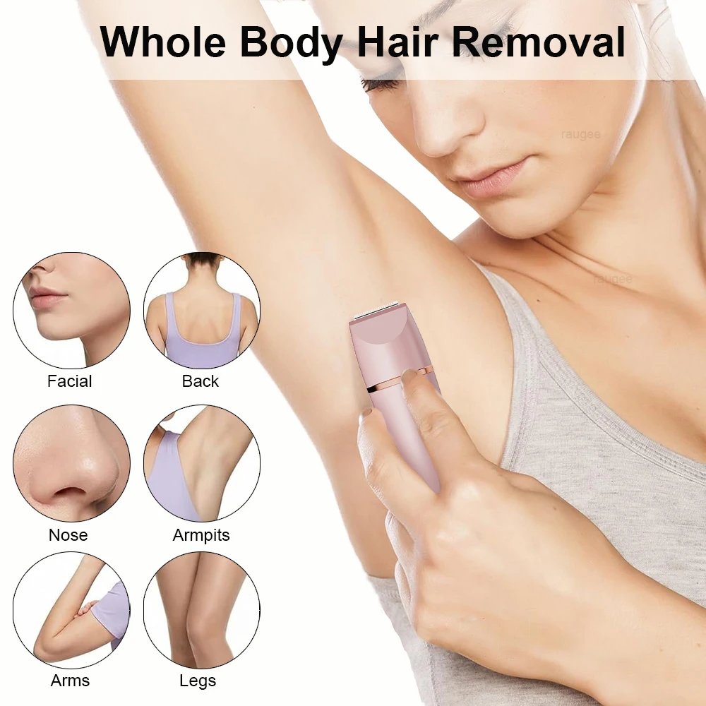 Electric Shaver for Women Rechargeable Portable Epilator for Nose Underarm Bikini Trimmer Female Painless 3 in 1 Electric Razors