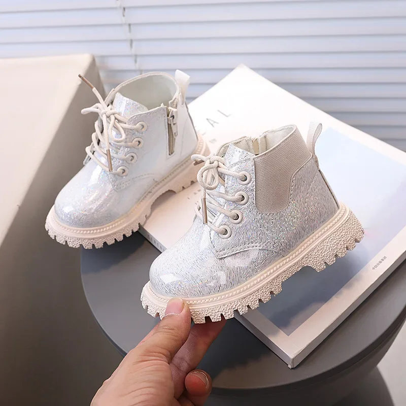 

Girls Princess Boots Soft Bottom Side Zipper Kids Leather Boots Non-slip 2025 Autumn New Children Short Boots Fashion Versatile