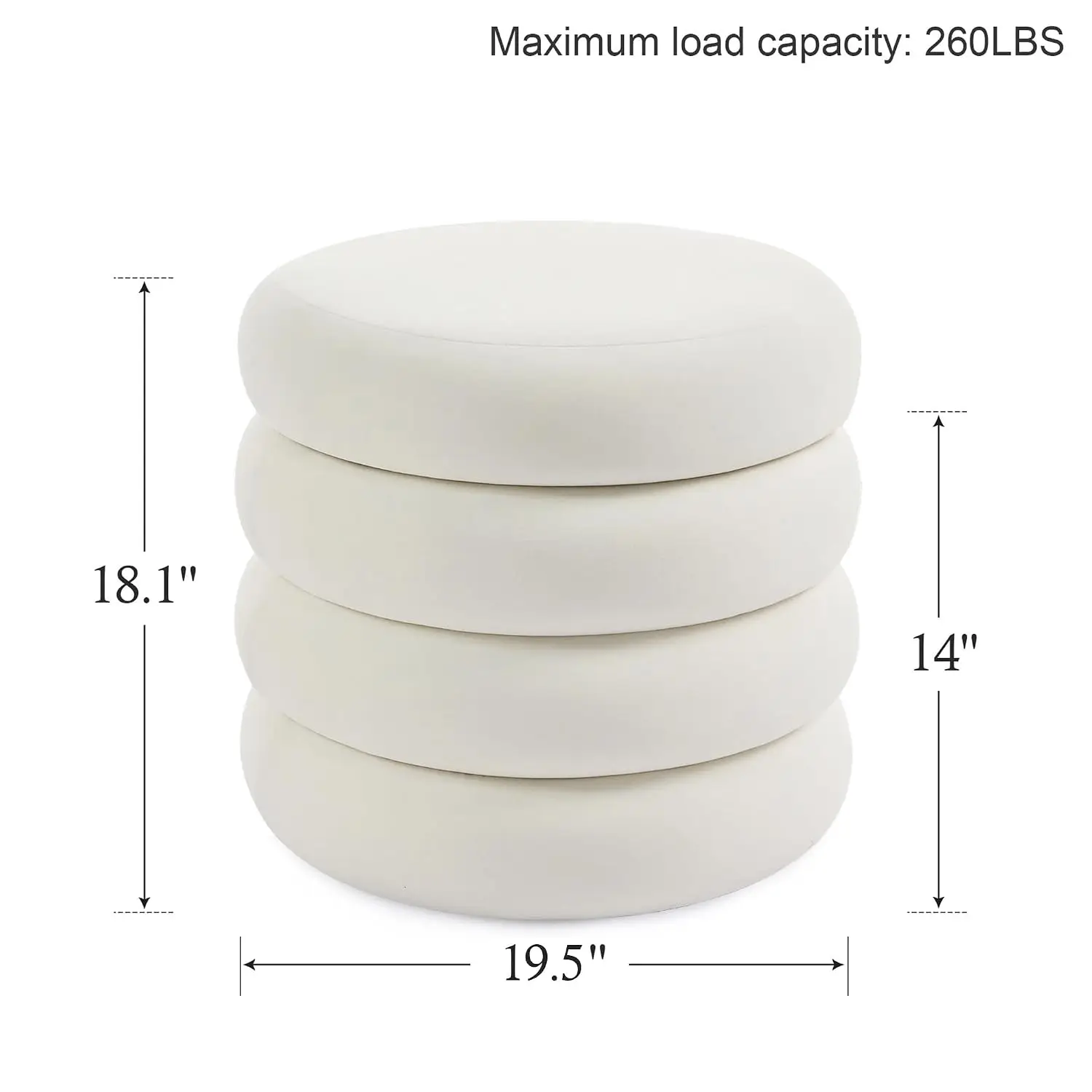 Round Velvet Storage Ottoman With Removable Lid Tufted Vanity Stool Dorm Bedroom Entryway Lounge Footrest White, Customized