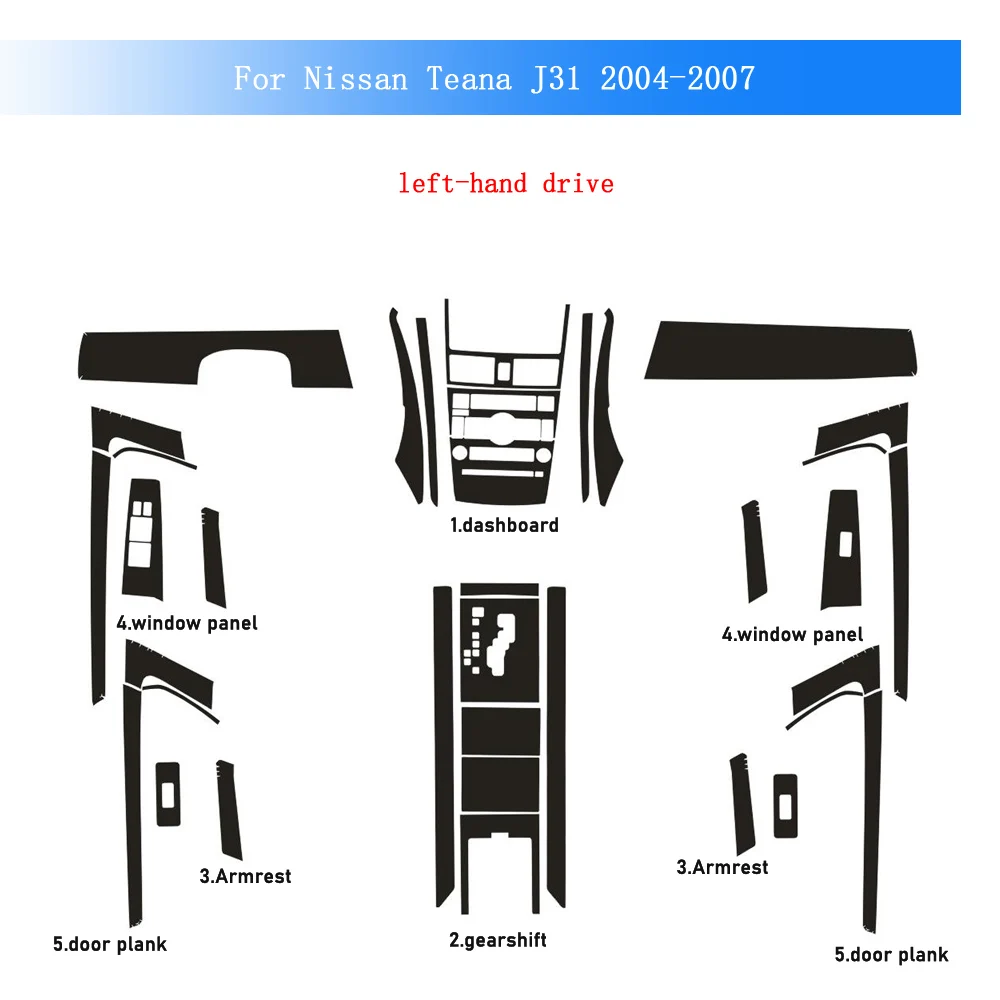 

Carbon Fiber For Nissan Teana J31 2004-2007 Car Film Interior Sticker Center Console Gear Dashboard Air Door Handle Lift Panel