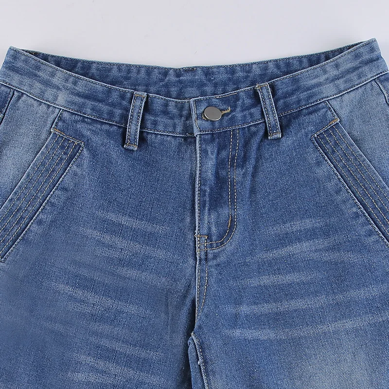 Imagem -06 - Jeans Solto Casual Feminino com Bolsos de Botões Calça Reta Algodão Combina com Tudo Rua Alta Impressão de Moda Novo Primavera Outono