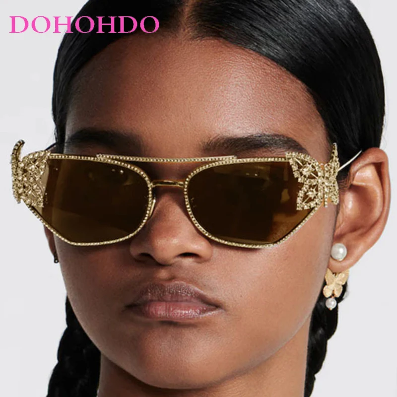 

2025 Popular Twin Bridge Polygonal Butterfly Decorate Women Sunglasses Luxury Metal Men Shades Summer Traveling Sunglasses UV400