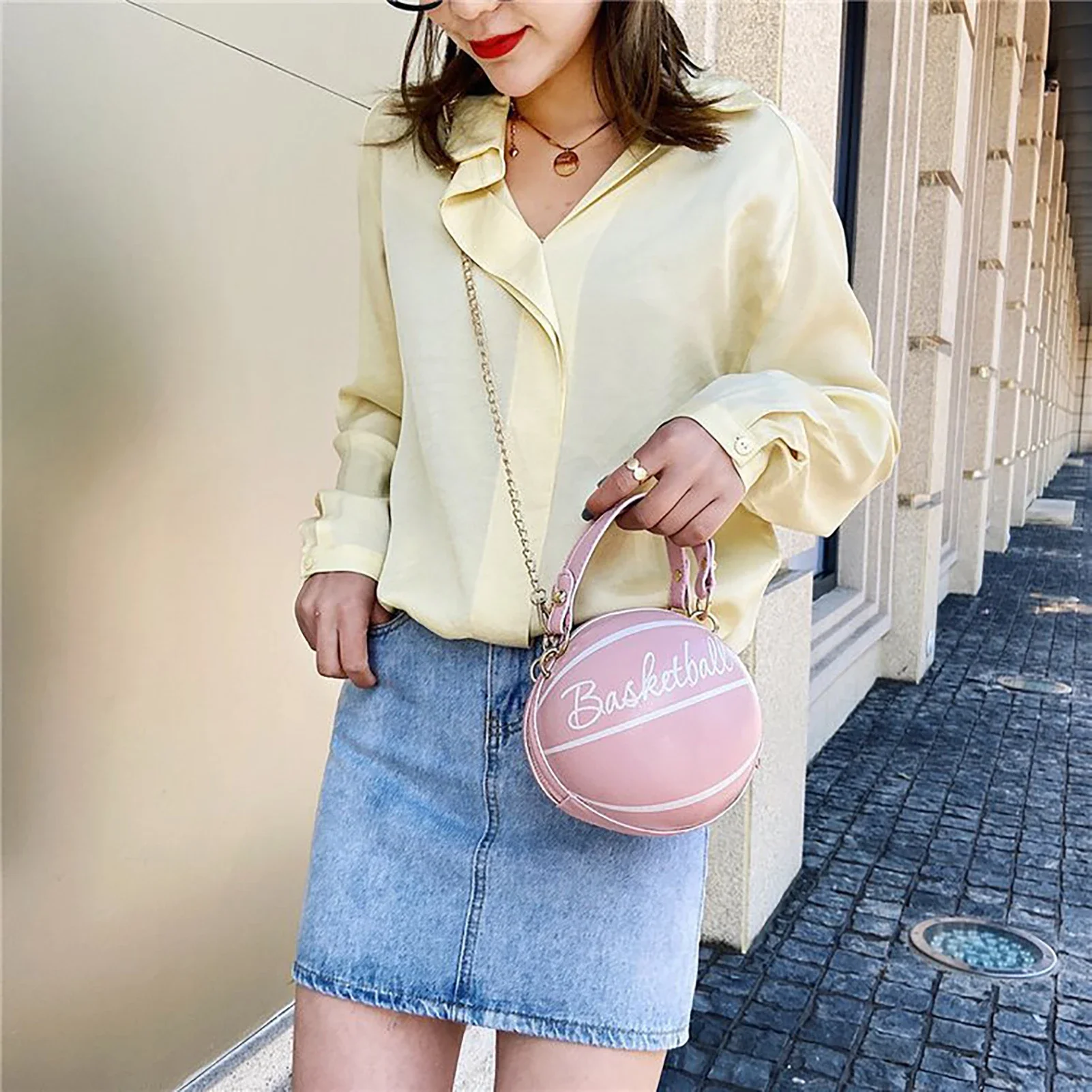 Fashion Chic Women Ball Handbag Round Basketball Football Party Dress Faux Leather Crossbody Girls Coin Purse Shoulder Bag