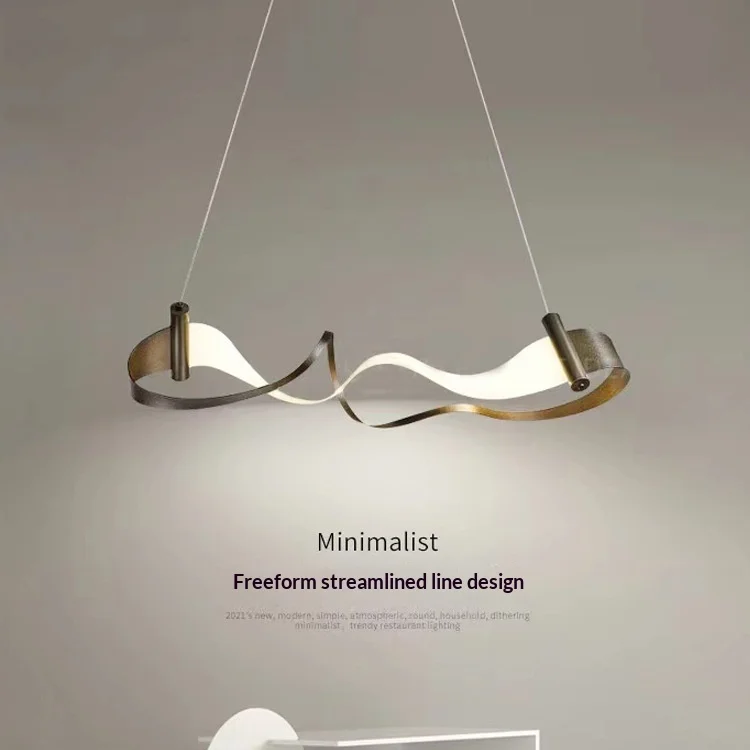 

Scandinavian Modern Minimalist Linear Pendant - Artistic Creative Luxury Designer LED Light for Dining & Bar