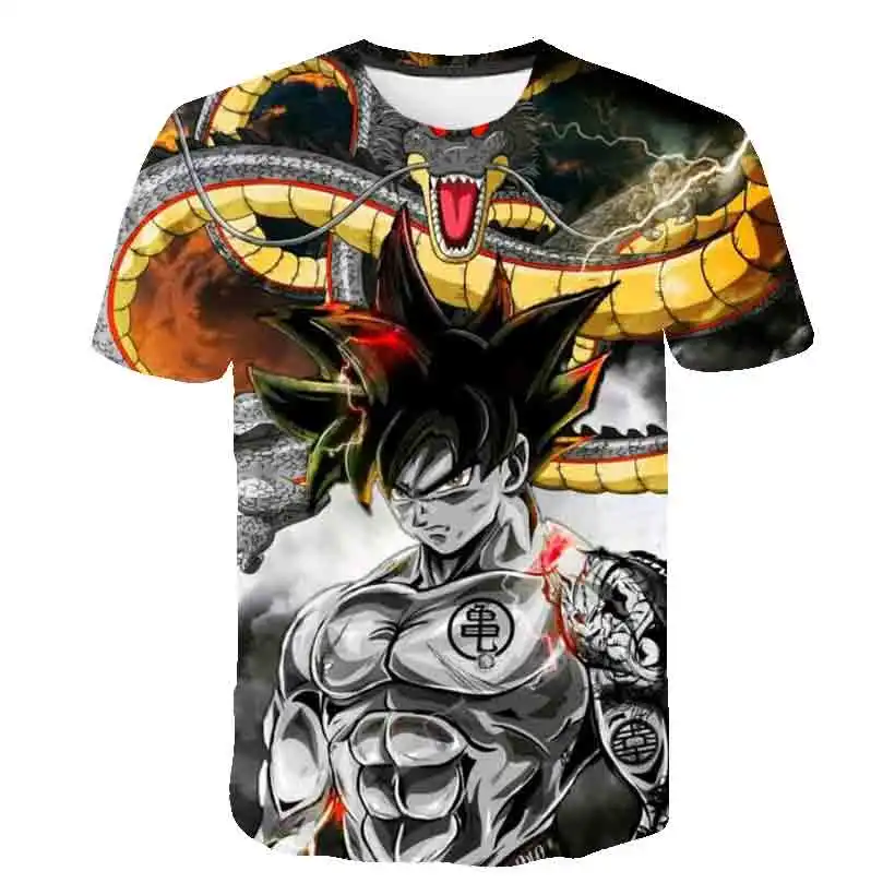 

2025 Men's Summer Dragon Ball Boys Girls T-shirt 3d Goku Vegeta Children's Fashion Short Sleeve Casual Tops 4-14 Years Old
