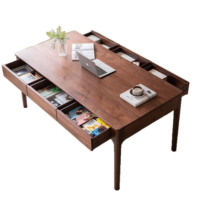 

North American black walnut desk household solid wood desk rectangular modern new Chinese study writing workbench