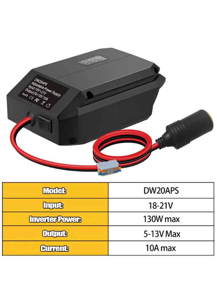 

For Makita/Dewalt/Milwaukee/Bosch 18V to 12V Step Down Converter Cigarette Lighter Adapter Power Wheel Adapter Car Refrigerator