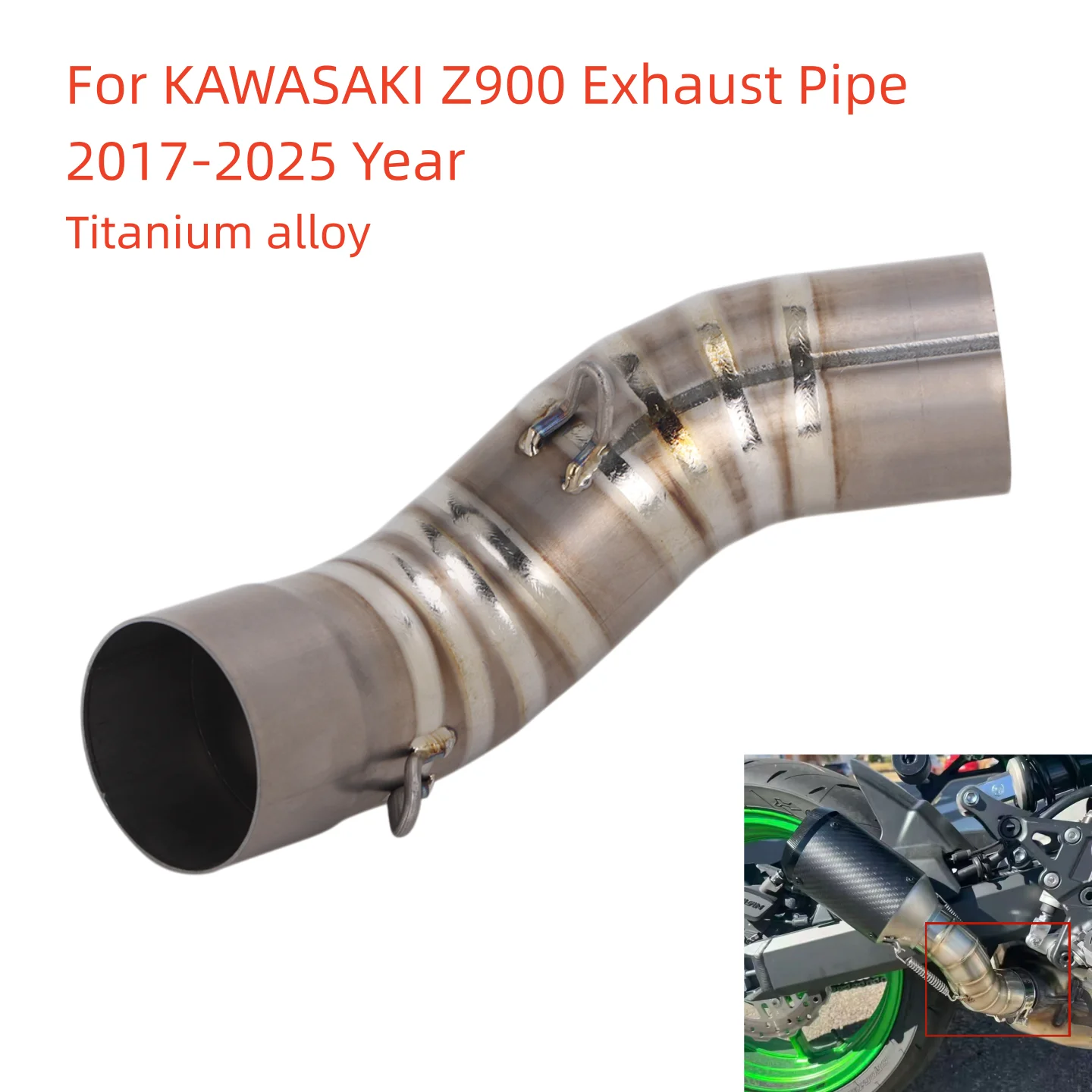 For Kawasaki Z900 2017-2025 Motorcycle Exhaust Pipe Stainless Steel Titanium Alloy Middle Link Pipe