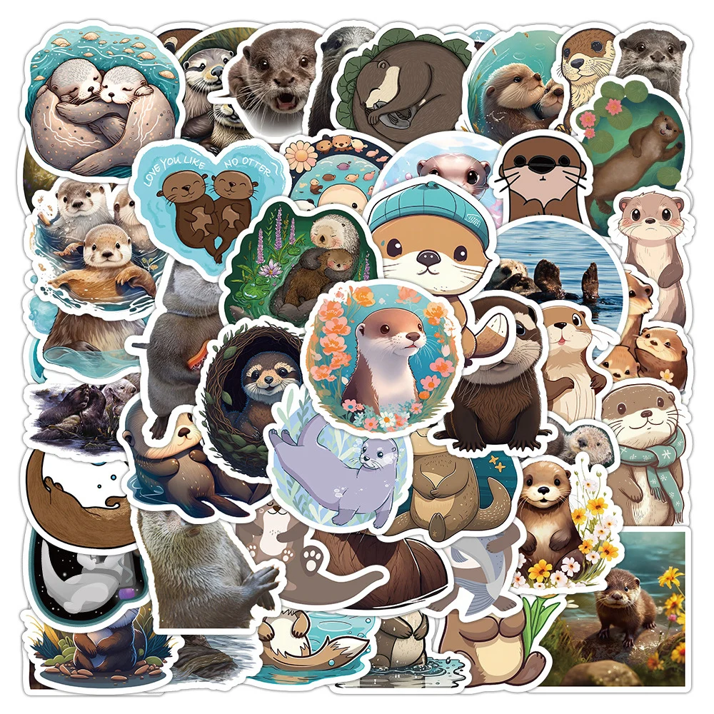 10/30/50pcs Cute Cartoon Otter Animal Graffiti Stickers Aesthetic Waterproof DIY Laptop Stationery Decoration Sticker Kids Toys