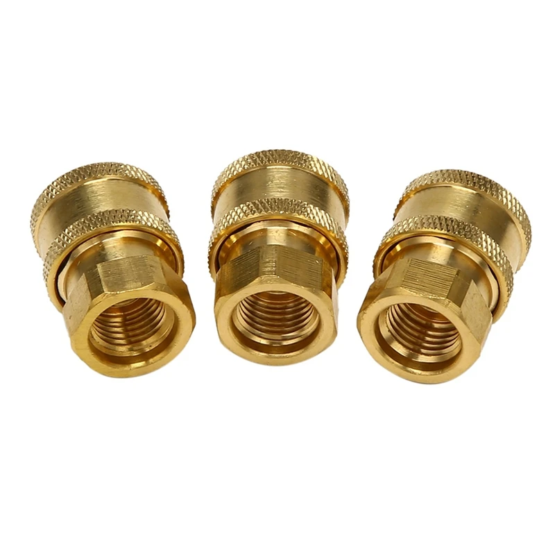 3 Pcs Pressure Washer Coupler, Quick Connect Fittings 1/4 Inch Quick Coupler Female NPT Socket Durable Easy Install