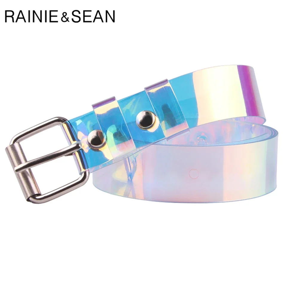 

RAINIE SEAN Brand New Design Belt Women Fashion Pvc Transparent Belt Colorful Women Belt for Jeans Pin Buckle Casual Waist Belts