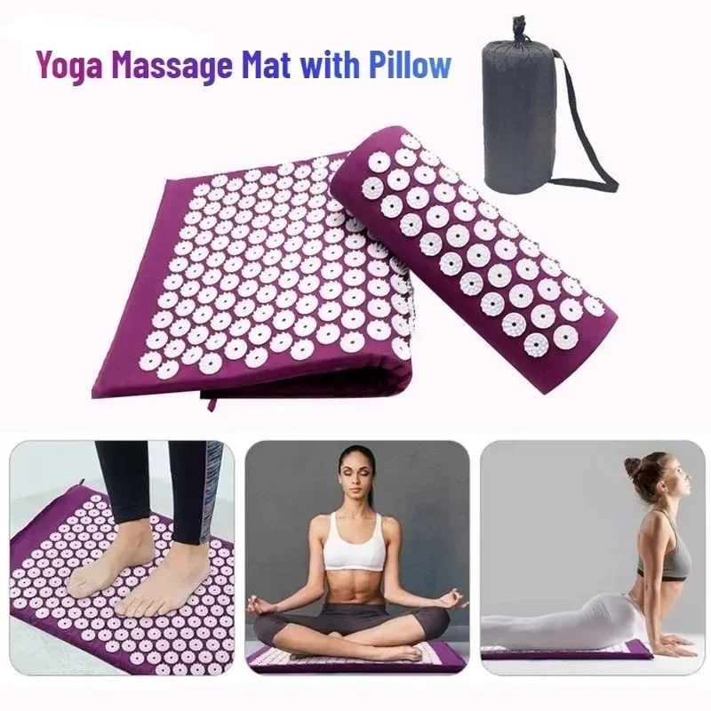 Yoga Massage Mat Acupressure Relieve Stress Back Cushion Massage Yoga Mat Back Pain Relief Needle Pad with Pillow