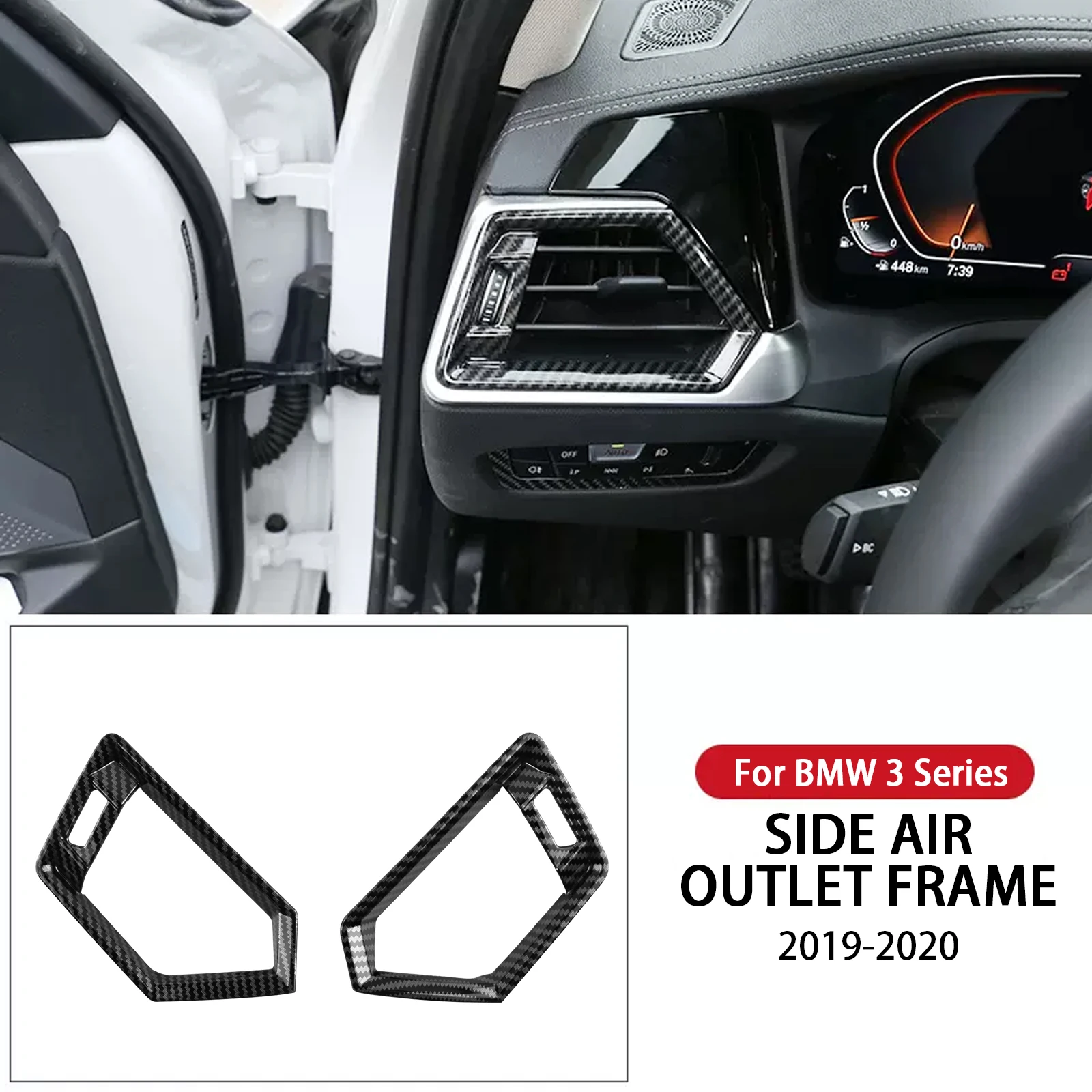 2pcs Carbon Fiber Side Air Conditioning Vent Outlet Cover Trim Sticker For BMW 3 Series G20 G28 2019-2020 Auto Accessories - Image 6