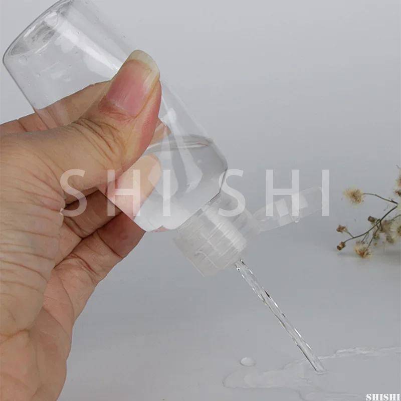 5 Pcs Clear Flip Lid Bottles Cosmetic Sample Containers Travel Liquid Shampoo Refillable Vials Plastic PET 5ml 50ml 60ml 100ml