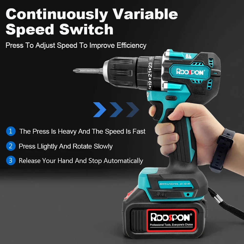 21V Electric Screwdriver Cordless Drill Brushless Hand Electric Drill Lithium Battery Multifunctional Screwdriver Power Tools