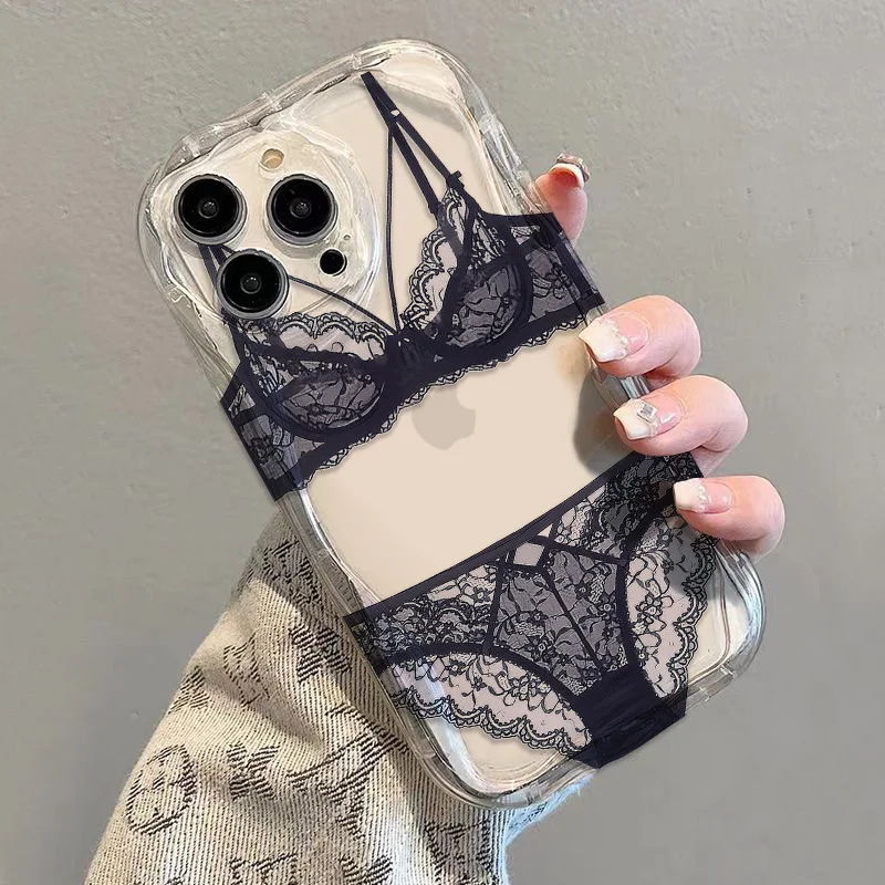 Sexy lace underwear 11 mobile phone case anti-drop iPhone11PROMAX unique 12MINI non-collision case 15PROMAX trend 8PLUS