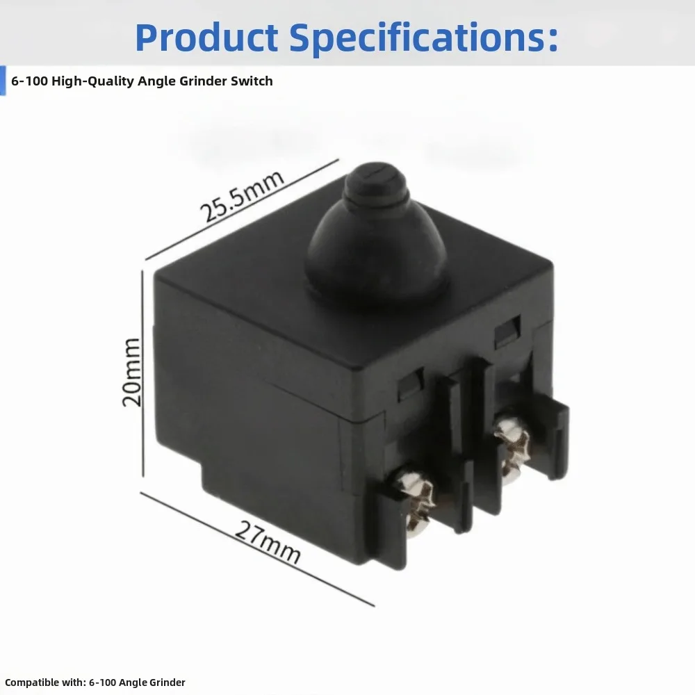 Durable Push Button Switch Electric Power Tool Polisher Compatible Angle Grinder Switch 100mm 4 Inch Fit Replacement Switch
