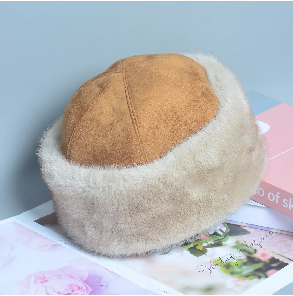 Ushanka Hat New False Brand Caps False Mink Fur Hats For Women Warm Russian Winter Hat For Women Luxurious False Mink Fur Cap