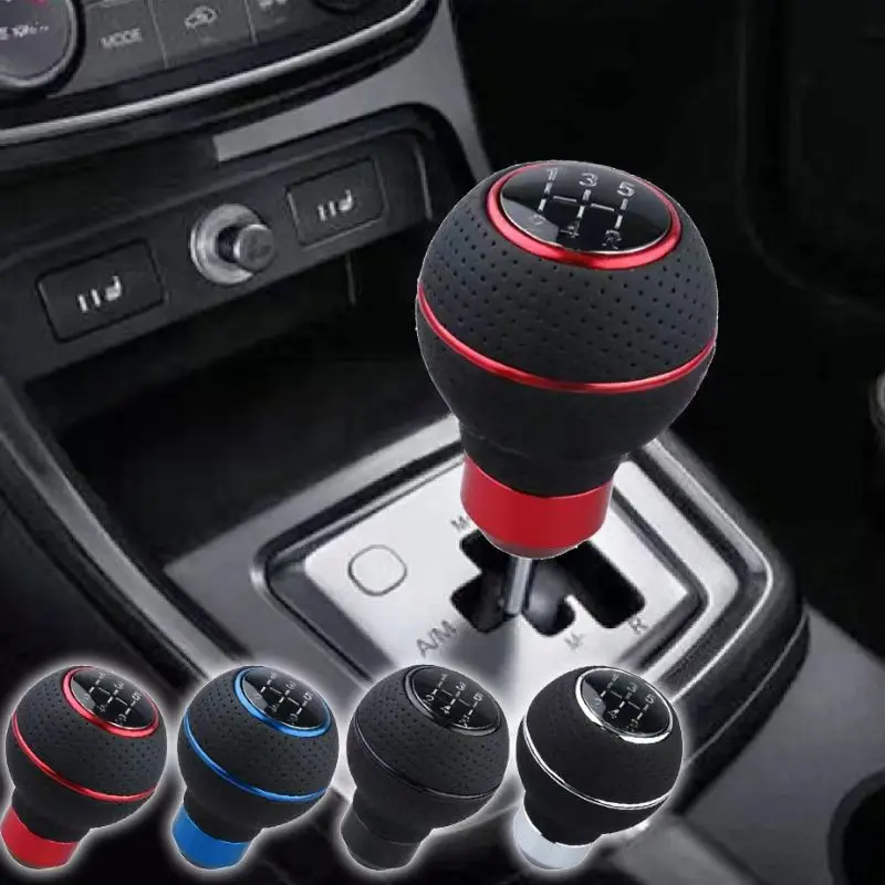 5 Speed Shift Knob Gear Stick Leather Shifter Lever Shifting Transmission Fit Most Manual Cars Trucks SUV Vehicle