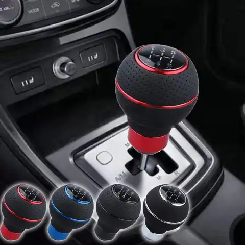 5 Speed Shift Knob Gear Stick Leather Shifter Lever Shifting Transmission Fit Most Manual Cars Trucks SUV Vehicle