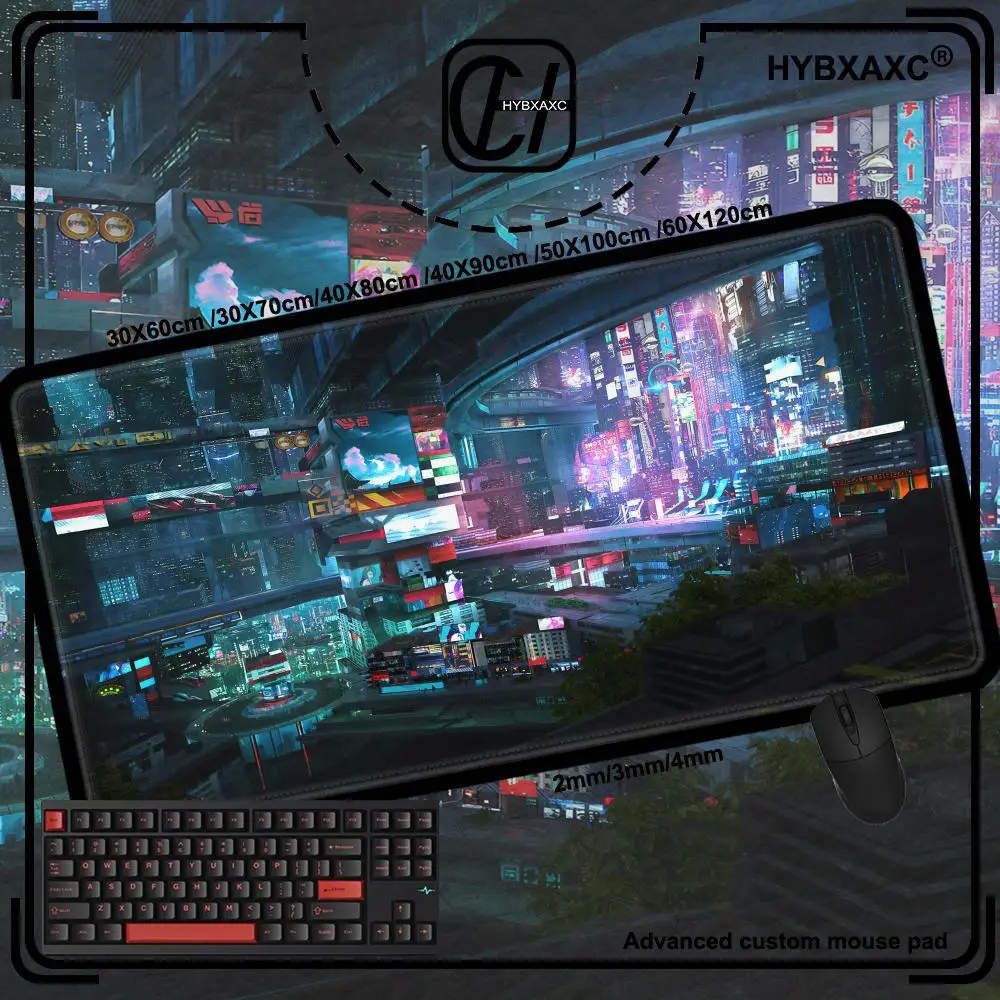 Future City Night Scene Science Fiction SF XXL Mouse Pad Large Computer Laptop Non-slip Office Keyboard Mats Desk Mat Mousepad