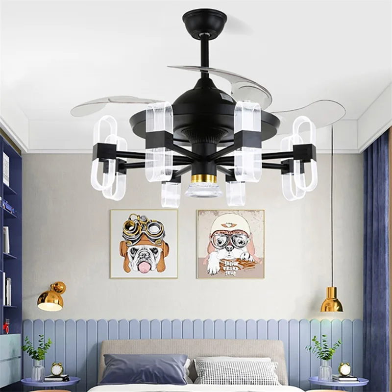 DEBBY Modern Ceiling Fan With Light And Control LED Fixtures 220V 110V Decorative For Home Living Room Bedroom Restaurant