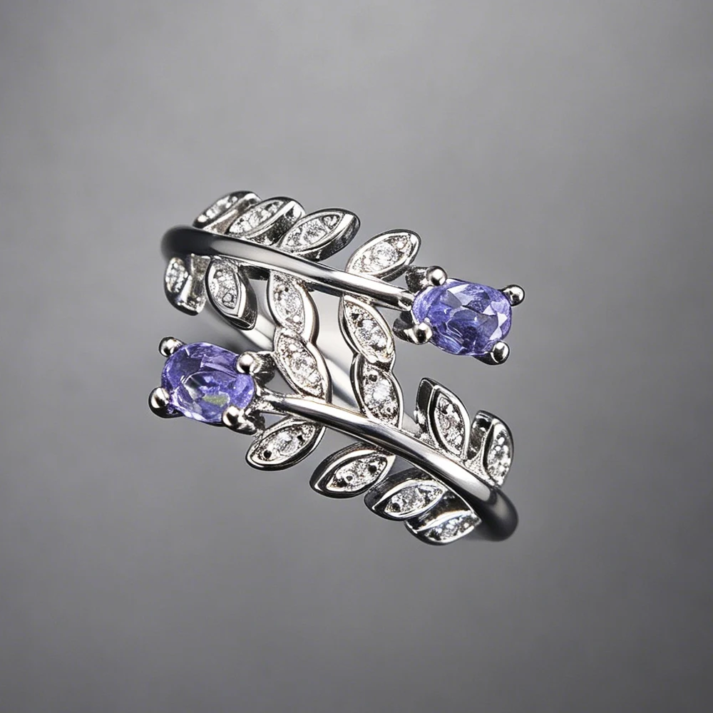 

Real Natural Tanzanite Adjustable Rings Gemstone Oval 4*5mm for Women Lady Party Wedding Trendy Jewelry Gift