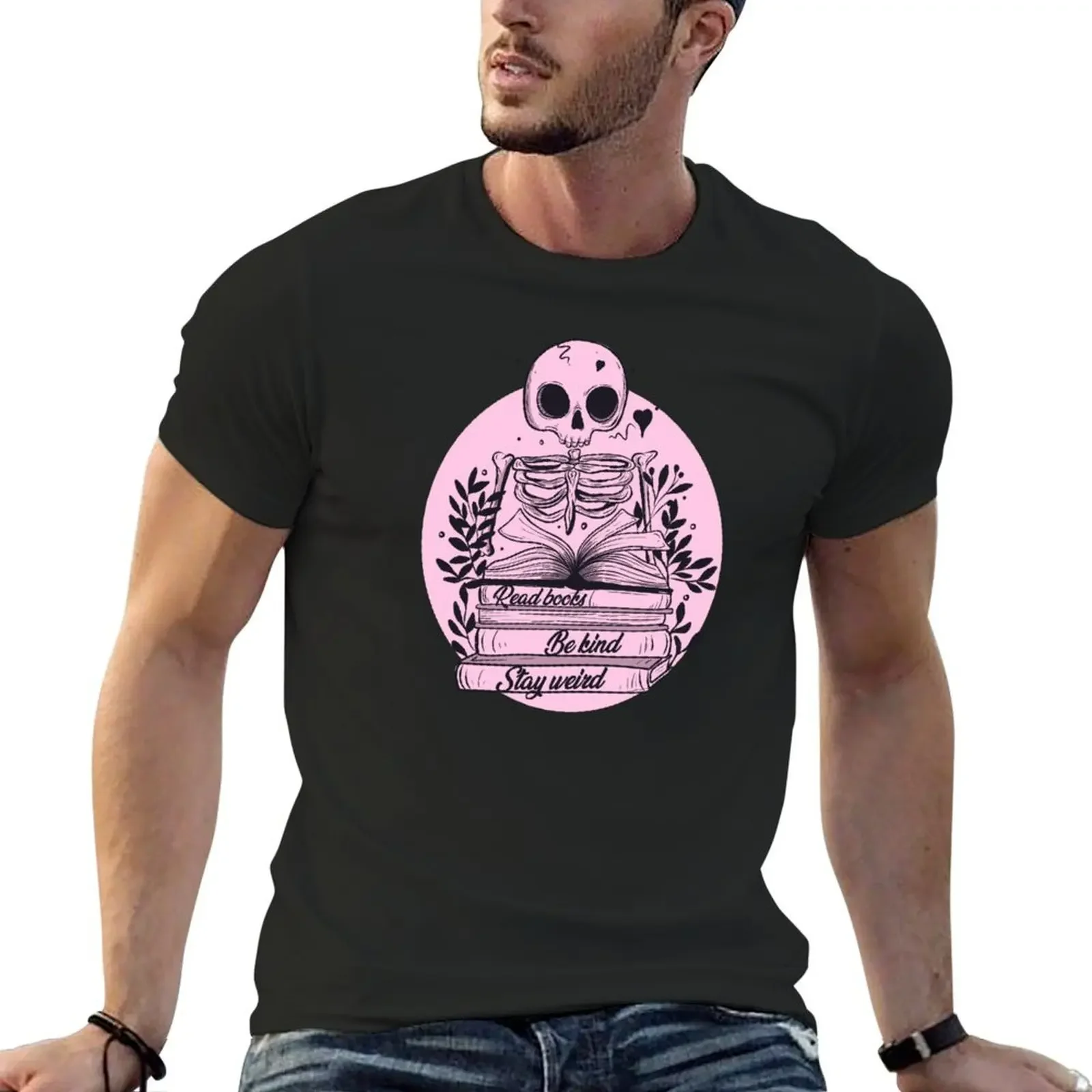 Pink read books be kind stay weird T-Shirt shirts graphic tee plus size clothes cute tops street wear cotton t shirt men