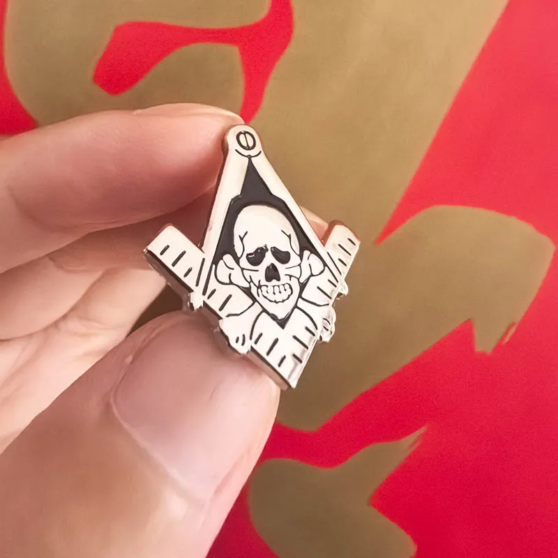 50pcs 18th Swan Eagle Skeleton Square Compass Enamel Lapel Pins Masonic Widows Son Skull Brooch Crossbones Shriner Flower Badge