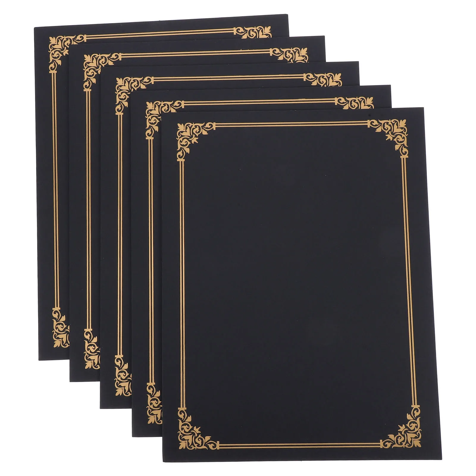 

Elegant Gold Foil Border Certificate Folder 5 Sets Protective Cover for Graduation Diploma Frames Document Protectors Paper