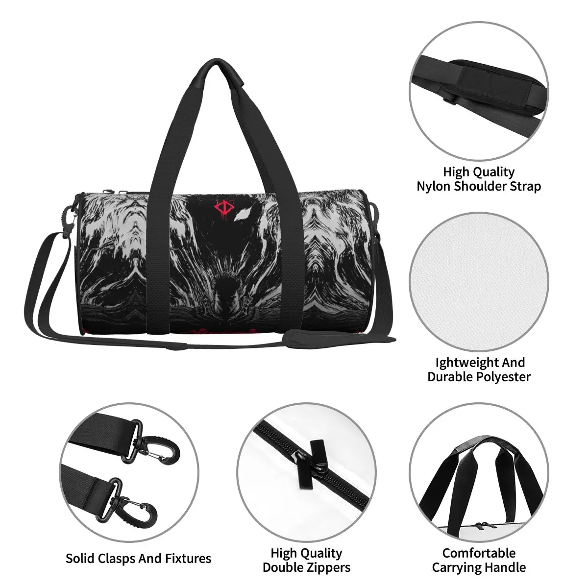 Japanese Anime Bereserk Travel Bag Swimming Sports Bags Large Vintage Gym Bag Male Female Printed Outdoor Fitness Bag