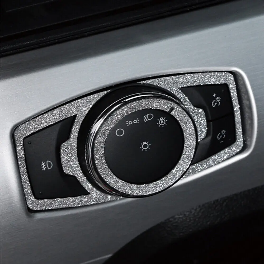 

Shiny Bright TPU Film Interior Headlight Button Cover Trim Decal Sticker For Ford Mustang 2015-2023