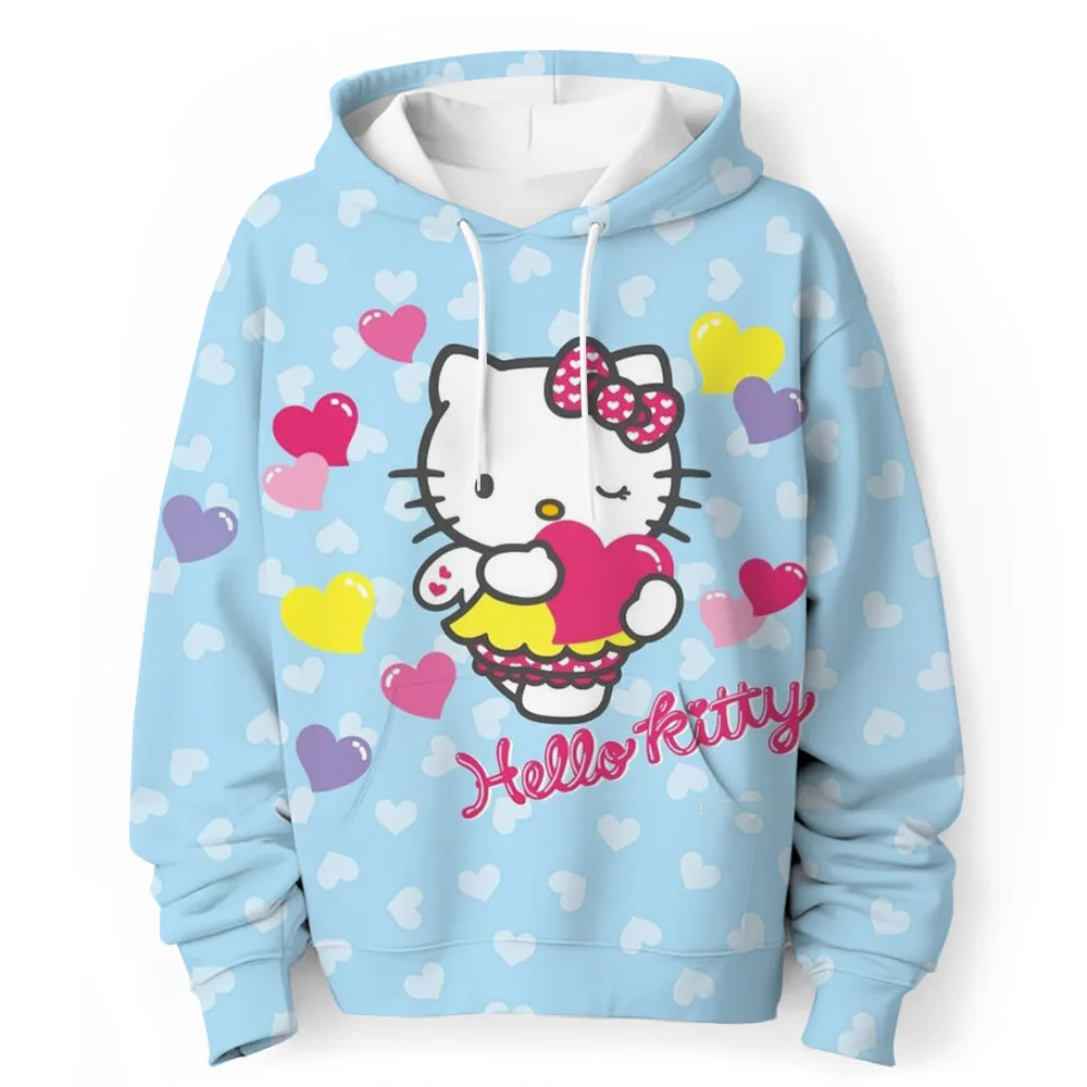 Sanrio HELLO KITTY Hoodie Children Fun Graphic Pullover Adult Kids Casual Hooded Clothing Boys Girls Fashion Trend Coat with Hat