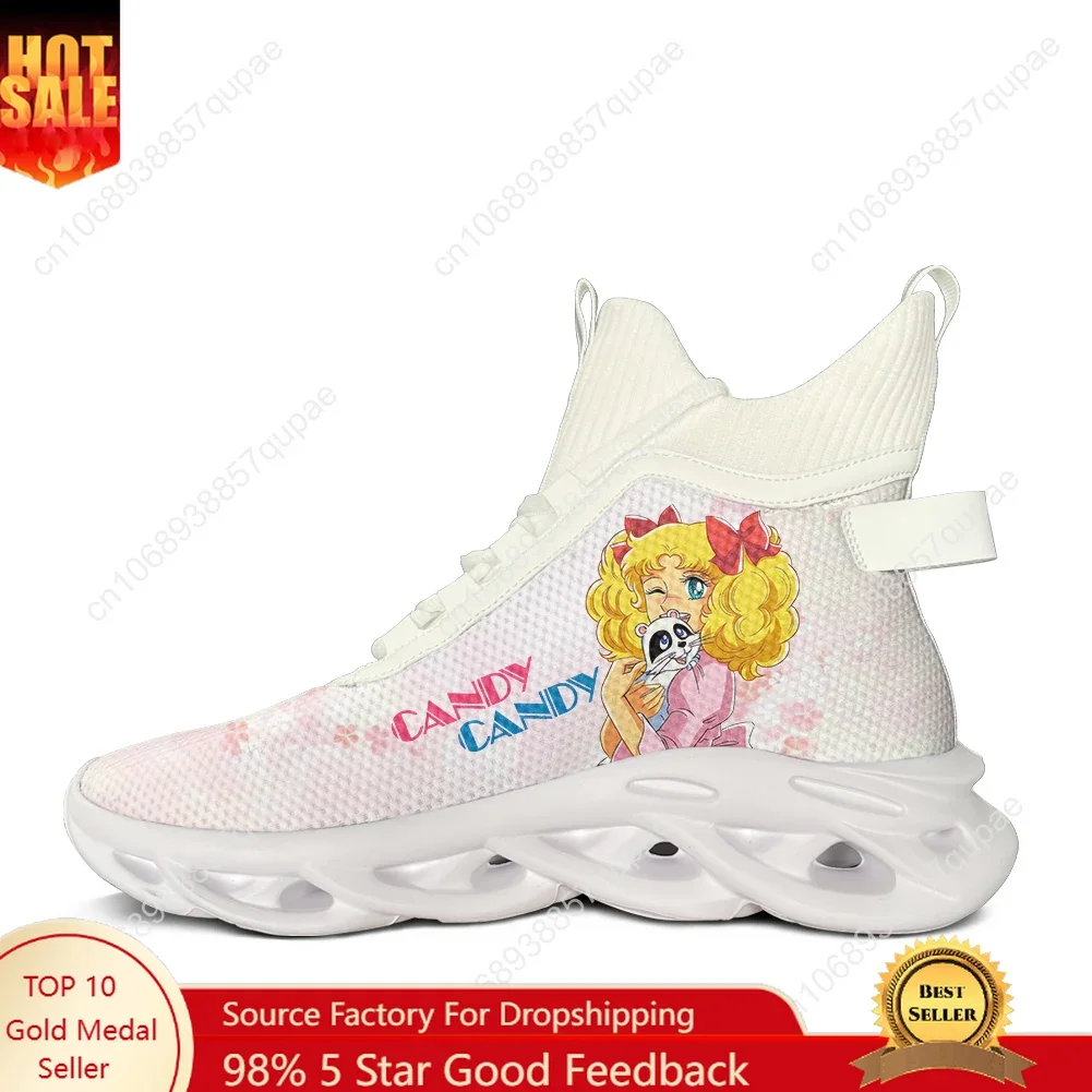 

Candy Candy Cozy High Top Sneakers Anime Manga Men Women Teenager Sports Comfortable Lace Up Mesh Footwear Custom Made Shoe
