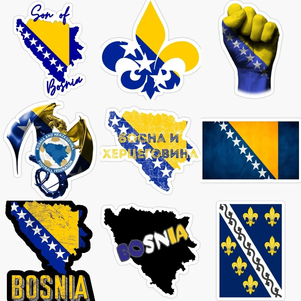

BIH Bosnia and Herzegovina Flag Map Creative PVC Accessories Stickers for Decorate Car Bicycle Wall Room Fridge Table Off-road