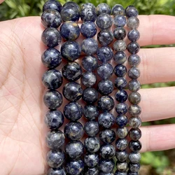 Natural Cordierite Iolite Stone Beads Round Loose Spacer Beads For Jewelry Making 6/8/10 mm DIY Bracelet Handmade