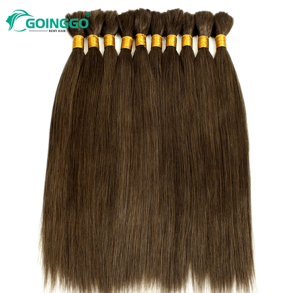 4 # Chocolate Brown Straight Bulk Hair Extension capelli umani 16-28 pollici Crochet Hair Extension 100G capelli umani sfusi per intrecciare