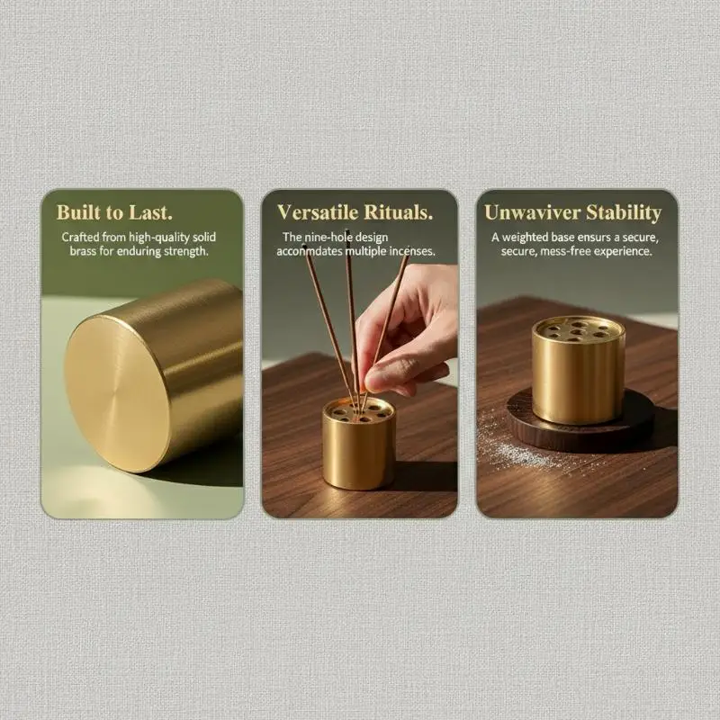 9-Hole Multi Incense Holder Base Universal Compact Smash Proof for Prayer Meditation Study Office Decoration
