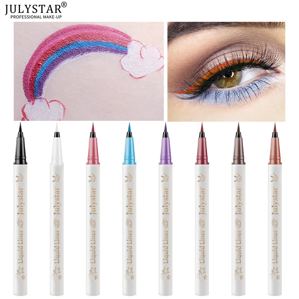 Julystar-delineador de ojos para principiantes, lápiz líquido resistente al agua, colorido, fácil de colorear