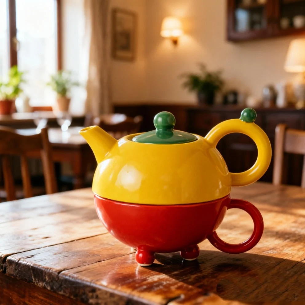Cartoon Tea for One Porcelain Tea Set - Elegant Teapot & Teacup for Afternoon Tea Beautiful Teaware Gift Set