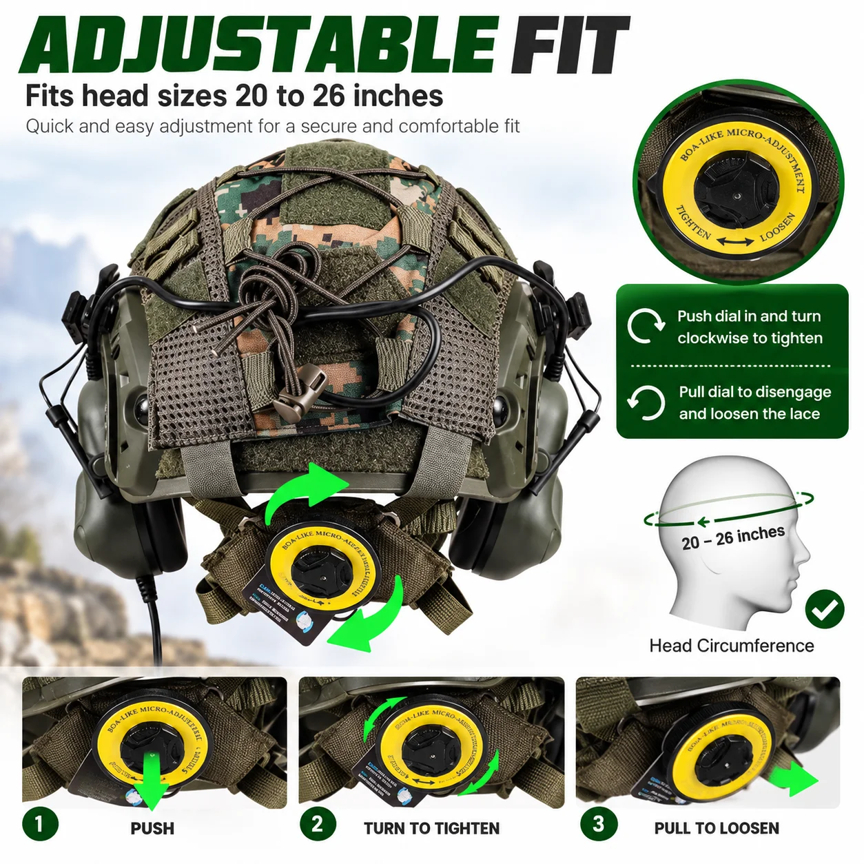 8-Piece Tactical Helmet Set Adjustable Helmet with Headset Signal Light NVG Model for Airsoft Cosplay Outdoor Training Gear