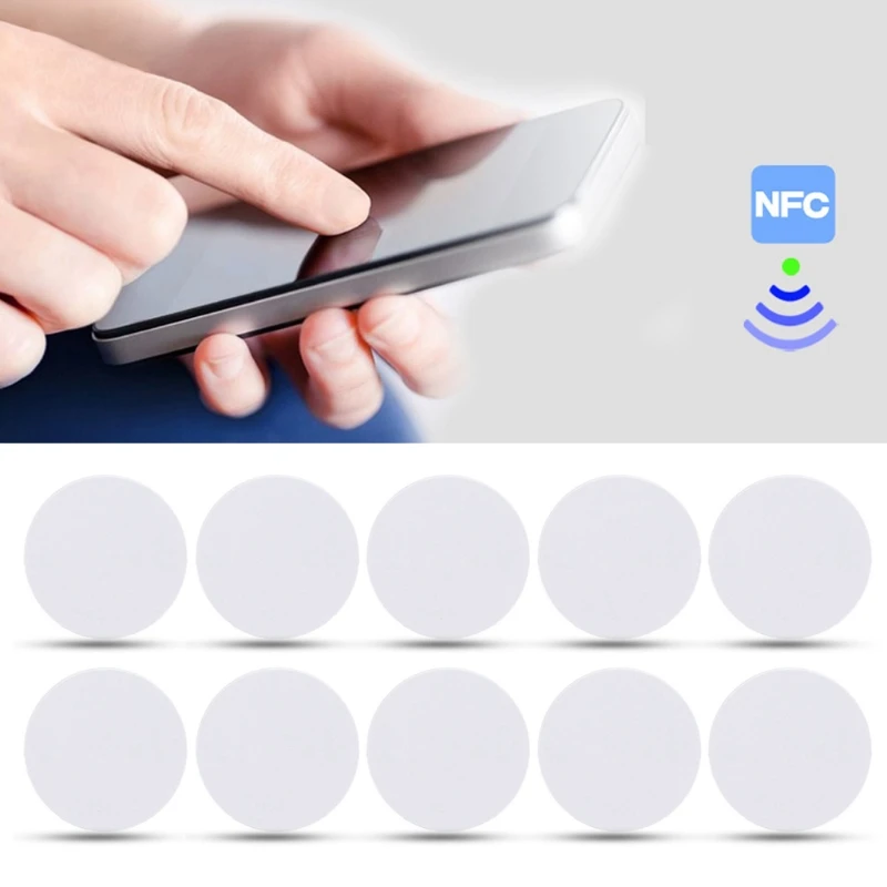 NTAG215 Tag  PVC Cards Rewritable White Coin Shape for nfc-Enabled Phones 10x