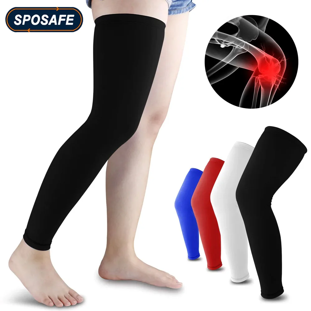 Manchon de jambe de compression respirant anti-UV pour hommes et femmes, manches de jambe pleine longueur, football, cyclisme, escalade, 1 pièce