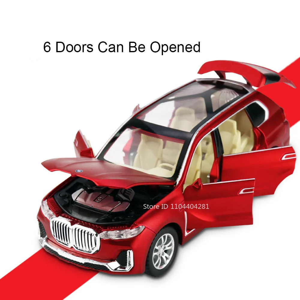 1:32 X7 X5 Miniature Model Toys Diecast Car 6 Doors Opened New Energy Vehicles Sound Light Pull Back Fashion Collection Ornament