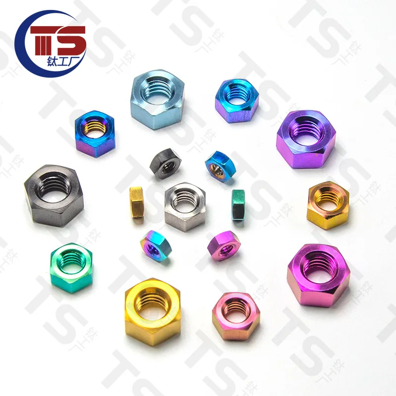 

TS 10PCS for 1 lot titanium alloy hexagon nut DIN934 M6/M8/M10X1.5mm bicycle motorcycle lock nut does not rust