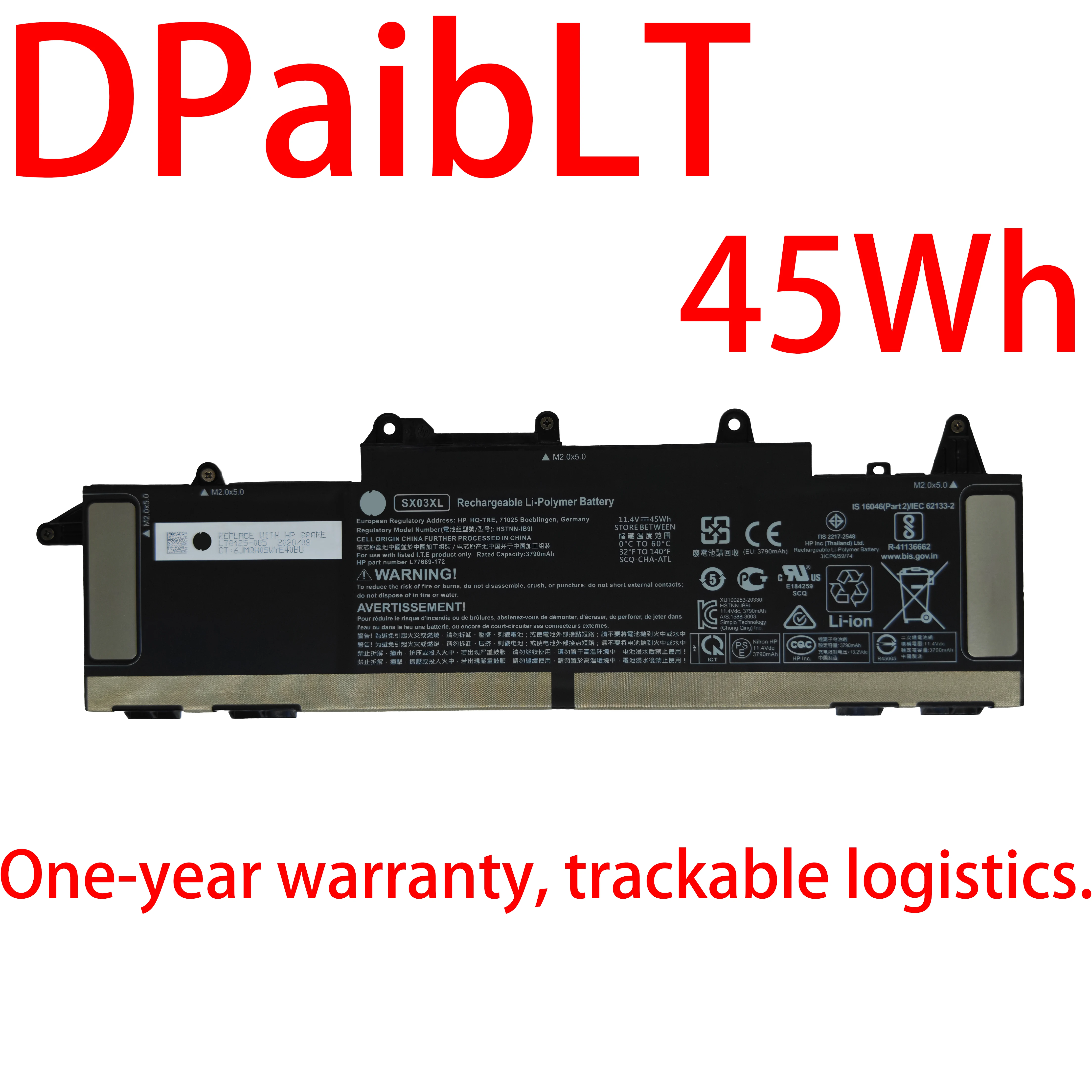 

DPaibLT НОВАЯ АККУМУЛЯТОРНАЯ БАТАРЕЯ ДЛЯ НОУТБУКА 45Wh 11.4V SX03XL для HP ProBook x360 435 G7 HSTNN-DB9S /DB9P HSTNN-IB9I L78125-005 L77689-2B1/2B2