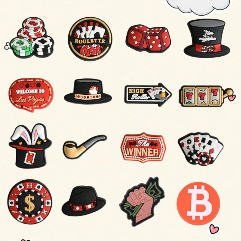 

16-Piece Fashion Cartoon Series Shoe Decorations Soft PVC DIY Accessories Party Gift Hole Slippers Dice Buckle