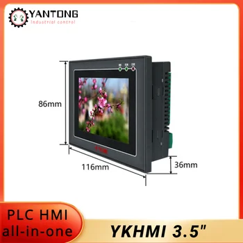 Ykhmi 3.5" PLC HMI-in-one Combo Programmable Logic Controller Industrial Monitor with Touch Panel Compatible with Mitsubishi