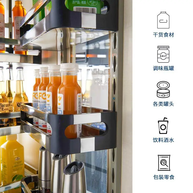 Multi-layer cabinets, pull baskets, kitchen, ultra-narrow side-mounted snacks, high-depth shelves